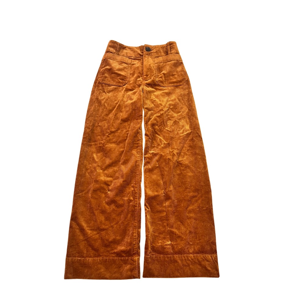 Maeve Anthropologie The Colette Corduroy Wide Leg Pants Rust Orange Size 23